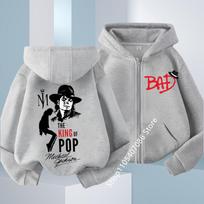 Michael Jackson plonas ilgomis rankovėmis užtraukiama striukė berniukams su gobtuvu rudens pavasario dainininkas MJ užtraukiama gatvės apranga su kišenėmis viršutiniai drabužiai 160 gray