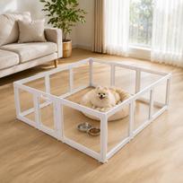 Clear Acrylic Dog Playpen Indoor, Transparent Fence for Puppy Rabbit and Cat, Easy Assemble Plastic Playard 12 Panels 150 x 150 x 60 cm balta