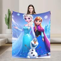 Frozen 2 Elsa Anna Cartoon Blanket Quality Soft Warm  Throw Blanket Winter Kids Couch Chair Print Bedspread 30x40in blue