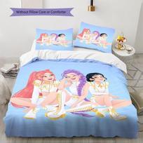 Kpop Demon Hunters Pattern Bedding,Quilt Set Quilt Cover Pillowcase Home Birthday Gift (1 * duvet cover + 2 * pillowcase, without core) 135x200cm white