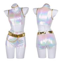 Demonų medžiotojo Cosplay kostiumas K-Pop Rumizo Yimira Spalvingas lazerinis dainavimo kostiumas Sceninio pasirodymo kostiumas Children 130 white