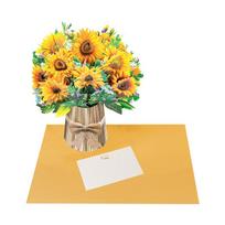3D Pop Up Carving Flower Mother's Day Birthday Greeting Card Wishing Handmade Greeting Card Creative Paper Thank You Card yellow