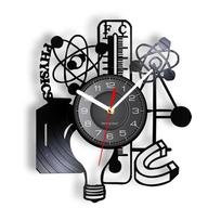 Chemija Eksperimentai Sieninis laikrodis Mokslas Laboratorijos Dekoravimas Periodiniai elementai Stalo Sieninis Menas Retro vinilo plokštelių sieninis laikrodis