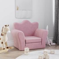 Vidaxl Vaikams skirta sofa, išlankstoma, rožinė, minkštas pliušas