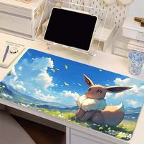 Natūralaus kaučiuko pelės kilimėlis Pokemon Eevee Užrakinti kraštai Žaidimų priedai Didelis kompiuterio žaidėjo klaviatūros pelės kilimėlis Stalo pelės kilimėlis Dovanai 800x300x2mm