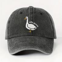 KVAIŠAS ŽASIS Spausdinta Retro beisbolo kepuraitė vyrams ir - Unisex Tėčio kepuraitė su žąsimi, skalbto vintažinio stiliaus, 6 skydelių apvali kepuraitė tinkama f One Size black
