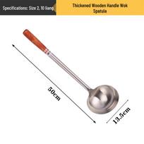 Stainless Steel Wok Spatula with Thick Wooden Handle - Anti-scalding & Non-slip, Long Pan Turner for Stir-fry gray