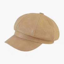 New Unisex Pu Leather Beret Retro Korean Style Octagonal Newsboy Artist Cap For Photography Dates And Urban Commuting chaki