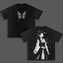 Maomao The Apothecary Diaries Manga Vintage Washed T‑Shirt Harajuku Oversized Crew Neck Short Sleeve Casual Cotton Streetwear Tops for Men Women M black