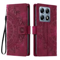 for Xiaomi 15T,14T,14T Pro Mandala Embossed PU Leather Flip Wallet Phone Case Xiaomi 14T Pro raudona
