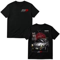 Anime Initial D AE86 Racing Car T shirt Takumi Fujiwara Tofu Shop Men's Women Fashion T shirts pure Cotton Short Sleeves T shirt 140 black