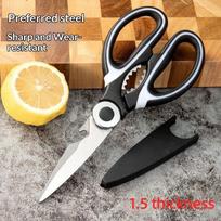 Multifunctional Kitchen Scissors Household Cut Vegetables Roast Broiler Scissors Stainless Steel Scissors A1 white