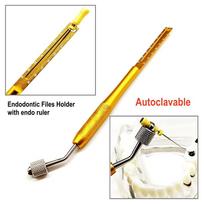Dantų endodontinių dildžių laikiklis Naudojimo dildelių griebtuvas Šaknies kanalų dildės Mašinos Rotacinių dildžių laikiklis su Endo liniuote 1 pc  New with ruler yellow
