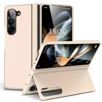 Nenuleidžiamas sulankstomas mobiliojo telefono dėklas, skirtas Samsung Galaxy Z Fold 6 Fold4 Fold5 Fold 3 4 Fold3 5G Kickstand apsauginis dangtelis for Samsung Z Fold 5 šviesiai rausvos spalvos
