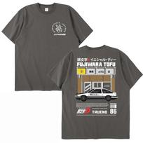 Anime Initial D AE86 marškinėliai Unisex moteriški Hachiroku Shift Drift marškinėliai trumpomis rankovėmis Takumi Fujiwara Tofu Shop Grafiniai marškinėliai L gray