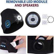 Winter Beanie Wireless Bluetooth Headphone Outdoor Cycling Hat Led Light Music Warm Knitting Caps black