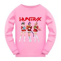 5086 Kids Girls Christmas New Year Rumi Zoey Mira Super Star Print Long Sleeves T-Shirt 170cm rožinė