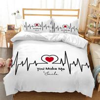 Romantic Soft Duvet Cover Microfiber Rose Floral Comfortable Quilt Cover 3D Love Heart Beding Set King For Young Girls Couple Weding Valentine Gifts 120*200cm Single white