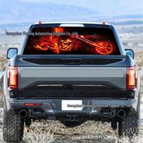 Ghost Rider degantis motociklas galinio lango lipdukas automobiliams, visureigiams, sedanams ir pikapams 135*36CM - 1 piece gray