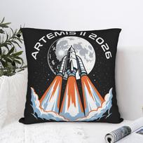 Artemis II 2026 Mission to the Moon Pillow Cover  Comfy Cushion Cover Retro Trendy Pillow Case For Chair Sofa Home Decor 30X30CM black