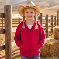 Kids' -Lined Zip-Up Hoodie with Patch Pockets Color 120 raudona
