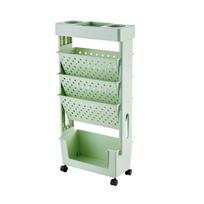 5 aukštų kilnojamas ir nuimamas knygų lentynos laikymo stovas su ratukais, vietą taupantis stovas, žurnalų ir užkandžių laikymo stovas Light green