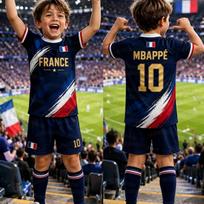 2026 Specialus Mbappé 10 Futbolo Marškinėlių Šortų Rinkinys Harajuku PRANCŪZIJOS Gerbėjų Marškinėlių Šortų Rinkinys Vaikams Sportinis Kostiumas 2 Dalių Rinkinys 130