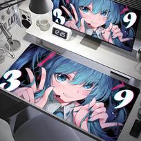 Hatsune Miku  Cyberpunk Anime Gaming Mouse Pad Extended Large NonSlip AntiDirt Desk Mat for Gamer 30x80x0.2cm gray