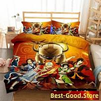 3D Avatar The Last Airbender Bedding Set Print Bed Set With Pillowcase Bed Duvet Cover Soft Single Double Queen Super King Size EU Single 135*200cm/53x79in 3pcs beige