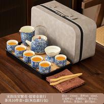 Flowering Huang Ru Kung Fu tea set, household ceramic opening film can raise a whole set of tea trays, light luxury brewing teapot as a gift