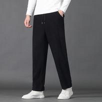 Vyriškos kasdienės velvetinės kelnės su raišteliu, elastine juosmens juosta, tiesaus kirpimo, šiltos ir laisvo kirpimo, vyriškos didesnių dydžių L black