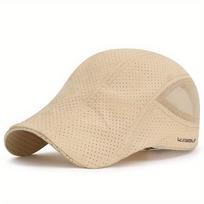 1pc Summer Lightweight Mesh Breathable Beret Cap, Newsboy Cap For Outdoor Running Sports smėlis