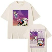 Riboto leidimo reperio Kanye West atributika marškinėliai Muzikos albumas Išleistuvės Grafiniai marškinėliai Vyrams Moterims Mada Hip Hop Trumparankoviai marškinėliai 4XL white