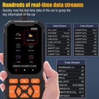 2026 V520 New OBD2 Scanner Professional Auto Engine System Lifetime Free Automotive DTC Lookup Code Reader Car Diagnostic Tool black