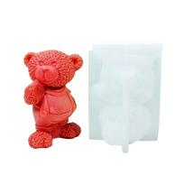 Little Bear Decoration Candle Silicone Mold Epoxy Standing Bear Candle Silicone Mold DIY Ornament Jewelry Making Tool 1 white