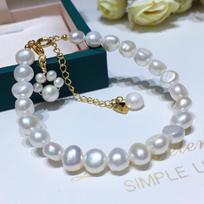 Zhuji Freshwater Pearl Bracelet with Cute Cat Paw Design for Girls Adjustable Opening black