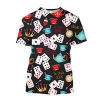 3D Spausdinti Vyriški Pokerio Kortų Grafikos Marškinėliai Kazino Streetwear Pokerio Žaidimo Marškinėliai Madingi Oversize Trumpomis Rankovėmis Vyriški Drabužiai 6XL black