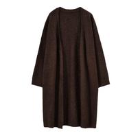 Plus size women's lazy mid-length knit cardigan, winter versatile over-the-knee sweater jacket 413613 2xl ( 75.5-90kg ) kava