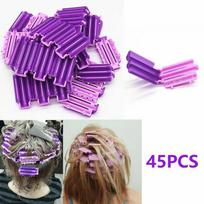45 vnt. plaukų voleliai, pūkuoti šaknų spaustukai, banguoti ilgalaikiai strypai, pasidaryk pats kukurūzų segtukai, gofruoti 45pcs purple