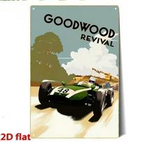 Skardinis ženklas Goodwood Revival Vintažinis lenktyninio automobilio plakatas Plokštelė Metalinis sienos menas Garažui, vyriškam kampeliui, barui, namų dekoravimui Retro lenktynių reklama 20x30cm（7.8x11.8inch） gray