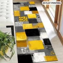 1Pcs Yellow Non-Slip Washable Area Rug Runner for Entryway, Living Room, Bedroom & Patio 60X180cm black