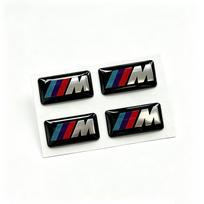 16/17/18/19mm Soft Adhesive 4pcs Car Steering Wheel Decor Sticker Center Hub Cap Emblem DIY Ornament Decal For BMW M Performance 17x9mm black