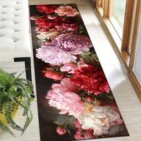 1Pcs Colorful Blooming Peonies Non-Slip Washable Area Rug Runner for Entryway, Living Room, Bedroom & Patio 60X90cm white