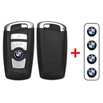 4 mygtukų BMW CAS4 išmaniojo rakto dėklas su neįpjautu avariniu ašmenų laikikliu 1, 3, 5, 7 serijos X5, X6 pakeitimui black