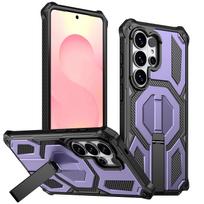 Case For Samsung Galaxy S26 S25 S24 Ultra Plus 25FE S24FE A27 A57 A37 A17 A56 Coque For Magsafe Magnetic Metal Stand Armor Cover Galaxy A37 violetinė