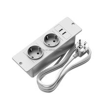 Įleidžiamas stalo elektros lizdas su USB prievadais tvarkingam biuro stalui, virtuvės stalviršiui, spintelėms EU