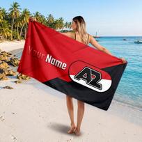 AZ Alkmaar Custom Beach Towel, Personalized Name Text Print, Football Logo Soft Quick‑Dry Towel Holiday Gift 80cmx160cm(31x63inch)
