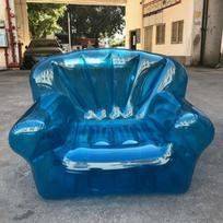 Thickened PVC Inflatable Sofa Transparent Air Couch Foldable Inflatable Lounger  Beach mėlyna