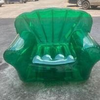 Thickened PVC Inflatable Sofa Transparent Air Couch Foldable Inflatable Lounger  Beach žalia