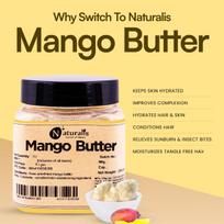 Naturalis Mango Butter | 200gm | Raw, Unprocessed & Unrefined Body Butter | Ingredient for Lip Balm & Lip Cream | Moisturization of Body | Smooth T black